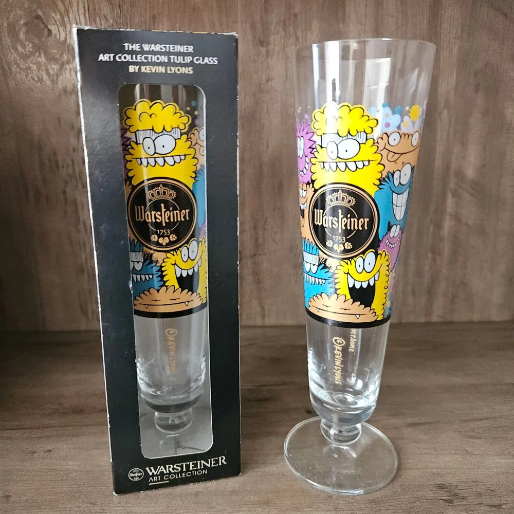 Warsteiner Art Collection Tulip Glass by Kevin Lyons New In Box Set of Two